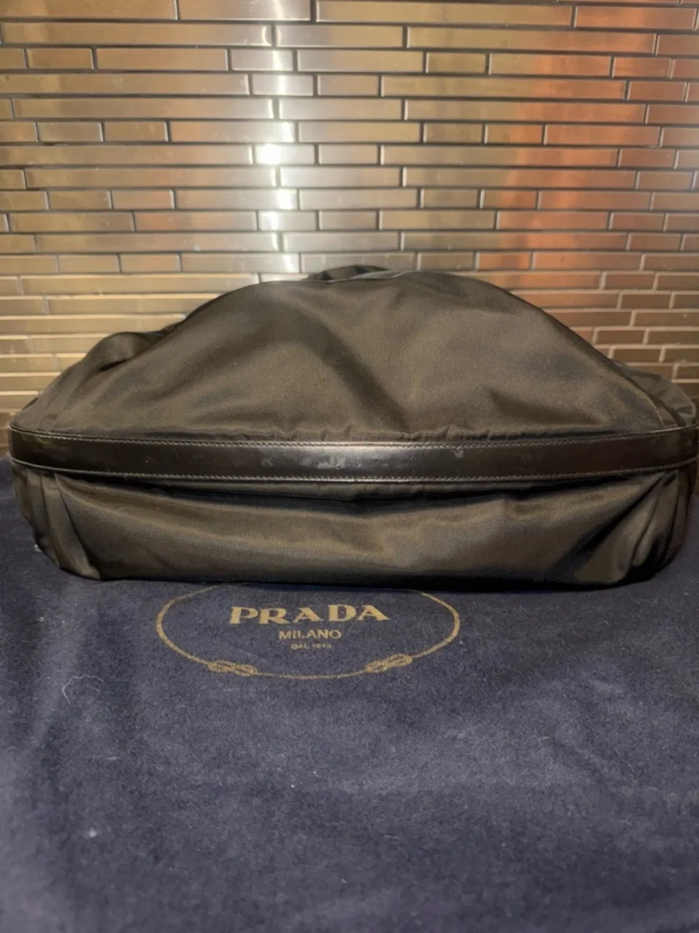 Prada Black Nylon Tote with Leather Logo Plaque - Picture 8 of 13